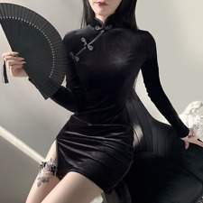 Vestido Cheongsam retrô de veludo preto moda chinesa tradicional Cheongsam comprar usado  Enviando para Brazil