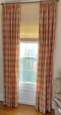 Pair of High End Decorator Silk Checked Curtain Panels  XX417B, used for sale  Shipping to South Africa