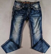 Usado, Jeans masculino Rock Revival lavado com ácido tamanho adulto 34 azul desgastado comprar usado  Enviando para Brazil