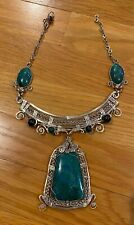 Ayahuasca Art Peruvian Turquoise Handmade Metal Necklace Alpaca Silver., used for sale  Shipping to South Africa