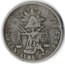 Mexican 1879 Zs S  50 Centavos .9027 Silver Coin for sale  Bend
