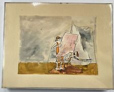 Roy McKie Original Watercolor Painting Illustration Sailing Calendar 1984 11x14” for sale  Shipping to South Africa
