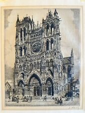 ANDREW KAROLY ETCHING / Antique / Signed / NOTRE DAME D'AMIENS, used for sale  Shipping to South Africa