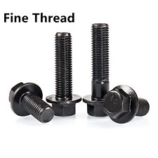Black 10.9 Steel Fine Thread Hexagon Flange Head Bolts Screws M10 M12 M14 M16 for sale  Shipping to South Africa