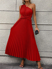 Vestido vermelho com bainha plissada frontal torção um ombro tamanho P M G GG comprar usado  Enviando para Brazil