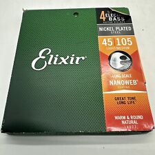 ELIXIR Nanoweb 4 String Bass Guitar Strings 45-105 Nickel Plated #14077 for sale  Shipping to South Africa