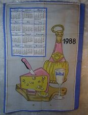 1988 UNUSED calendar vintage tea towel wall hanging cheese wine birthday gift till salu  Toimitus osoitteeseen Sweden