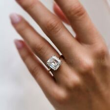 6.30Ct Certified Asscher Cut Solitaire Off White Treated Diamond 925 Silver Ring, used for sale  Shipping to South Africa
