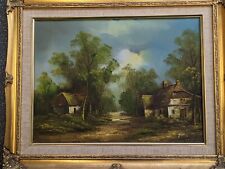 Vintage Original oil painting on canvas signed by John rural landscape for sale  Shipping to South Africa