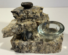 Granite Stone Slab Stacked Rock Tealight Candle Holder Decor, used for sale  Shipping to South Africa