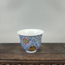 Taza de bola de goma de porcelana rosa familiar azul chino Qing colección de 3,2 segunda mano  Embacar hacia Argentina