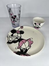 ¡JUEGO de 3 ZAK de tazón de plato de Disney! Dibujo de plástico de melamina de Minnie Mouse segunda mano  Embacar hacia Argentina