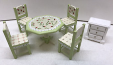 Miniature Dollhouse Kitchen Set Wood Painted 5 PC Dining Table 3 Draw Stand for sale  Shipping to South Africa