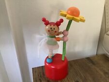 Press Up Toy Wooden Fairy & Flower  - (Red Base is Plastic) 14cm high - VGC for sale  Shipping to South Africa