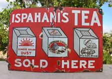 Placa de placa de porcelana esmaltada antiga Ispahani's Tea vendida aqui loja de anúncios, usado comprar usado  Enviando para Brazil