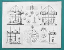 FLOUR Stone Grinding Mills Cast Iron Machinery - 1844 Superb Print for sale  Shipping to Canada