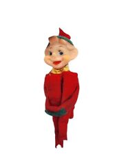 Vintage Japan Red Pixie Elf Knee Hugger Christmas MCM 7" Kitschy Rubber Face  for sale  Shipping to South Africa