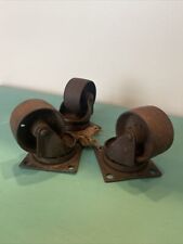 3 ANTIQUE FURNITURE CASTERS Victorian  Cast Iron Metal Wheel Table for sale  Shipping to South Africa