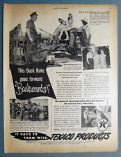 1949 Texaco Products Ad Buck Rake goes forward backwards Lorraine & Emil Johnson for sale  Shipping to Ireland