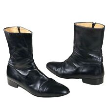 MORESCHI Made in Italy Black Leather Zip Boots 9'' Men's Sz 10.5 US for sale  Shipping to South Africa