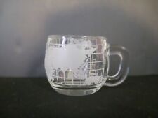 Vintage  Nestle Nescafe World Globe Etched Heavy Glass Coffee Mugs Cups for sale  Shipping to South Africa