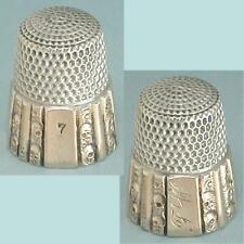 Antique Gold Band Sterling Silver Fluted Octagon Thimble * 1889 Patent Mark for sale  Midlothian