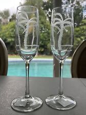 Tropical Etched Palm Tree Champagne Flutes Rolf Glass SET OF 2 for sale  Shipping to South Africa