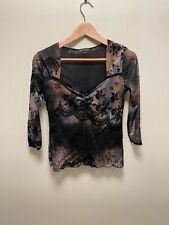 Vintage Jessica Max Womens Top Small Floral Burnout Mesh Lettuce Hem Whimsigoth for sale  Shipping to South Africa