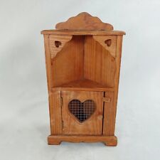 Mini Wooden Corner Shelf Unit 29cm Height Pine Display Cabinet Heart Detail, used for sale  Shipping to South Africa