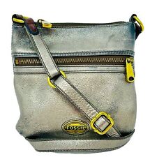 Used, FOSSIL Distressed Metallic Silver Leather Crossbody Bag Purse Adjustable 90s for sale  Shipping to South Africa