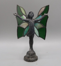 Estatua vintage de ángel mariposa de hada de peltre de 5,5"" verde segunda mano  Embacar hacia Mexico