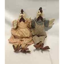 Bonecas pradaria de tecido pintado à mão Mr. & Mrs. Chicken, usado comprar usado  Enviando para Brazil