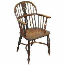 SILLÓN WINDSOR DE MADERA DE OLMO Y CENIZA CLÁSICO INGLÉS ANTIGUO VICTORIANO DEL SIGLO 19 segunda mano  Embacar hacia Argentina