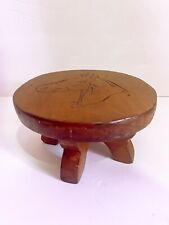 Vintage Handmade Wooden Horse Etched, Equestrian Small Stool, Bench, Plant Stand for sale  Shipping to South Africa