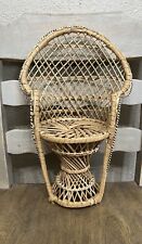 Cadeira de vime vintage pavão ventilador traseira rattan 15,25” boneca planta suporte decoração boho comprar usado  Enviando para Brazil
