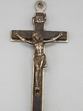 4" Vintage Crucifix INRI Jesus Christ  Pectoral  Cross Ebony Wood Prayer  for sale  Shipping to South Africa