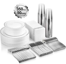 Conjunto de louça de prata 350 peças, 50 convidados pratos de prata guardanapos copos talheres comprar usado  Enviando para Brazil