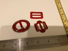 RETRO VINTAGE JOBLOT Dressmakers unusual x 3 RED DRESS BELT BUCKLES Round Oblong for sale  Shipping to South Africa