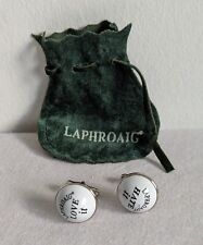 Vintage Scottish Laphroaig Scotch Whisky  Love It  Hate It Cufflinks And Bag for sale  Shipping to South Africa