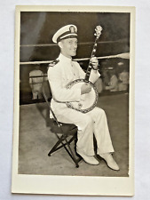 Oficial naval, banjo, cartão postal foto real, militar, músico comprar usado  Enviando para Brazil