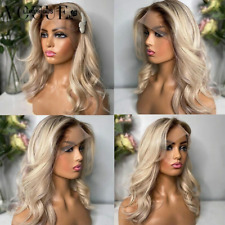 Ash Blonde Body Wave Lace Front Human Hair Wigs Ombre HD Transparent Virgin Hair for sale  Shipping to South Africa