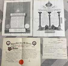 Used, Job Lot Collection Of 4 Vintage Masonic Certificates for sale  Shipping to South Africa