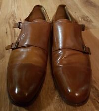 Aldo Men's Tan Brown Leather Double Monk Shoes Size 10 Leather Soles Pointed Toe for sale  Shipping to South Africa