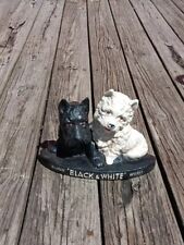 Used, Black & White Scotch Whisky Scottie Scottish Terrier Dogs Cast Iron Door Stop for sale  Shipping to South Africa