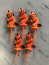 Lot 5 Plastic Flying Witch Cupcake Cake Topper vintage halloween for sale  Shipping to South Africa