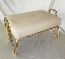 Pearl Wick Leg Lounger Adjustable Foot Stool Bench Ottoman Beige Vinyl Cushion for sale  Shipping to South Africa