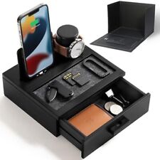 Organizador de mesa de cabeceira para homens docking station de telefone de madeira para carregar seu telefone, usado comprar usado  Enviando para Brazil