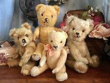 LOT OF 4 ANTIQUE VINTAGE TEDDY BEARS TWO GERMAN BEARS TWO BRITISH TEDDIES LOVED, used for sale  Shipping to Canada