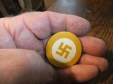 VINTAGE 1930S CLAY SWASTIKA NATIVE AMERICAN 4 WINDS SYMBOL YELLOW POKER CHIP for sale  Shipping to South Africa