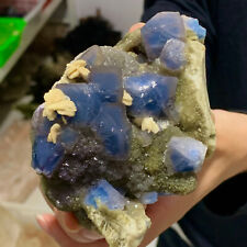 319G  Natural blue cubic fluorite cluster mineral samples for sale  Shipping to Canada